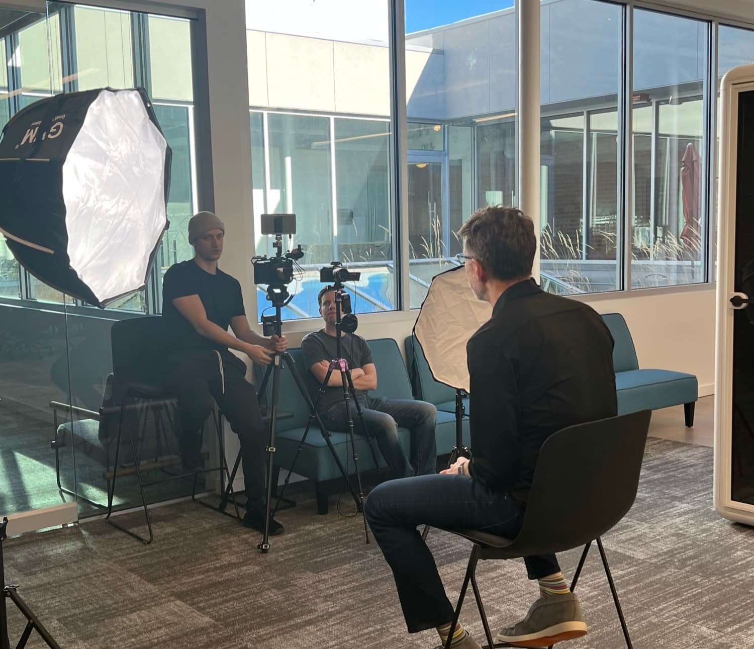 An interview setup in an office